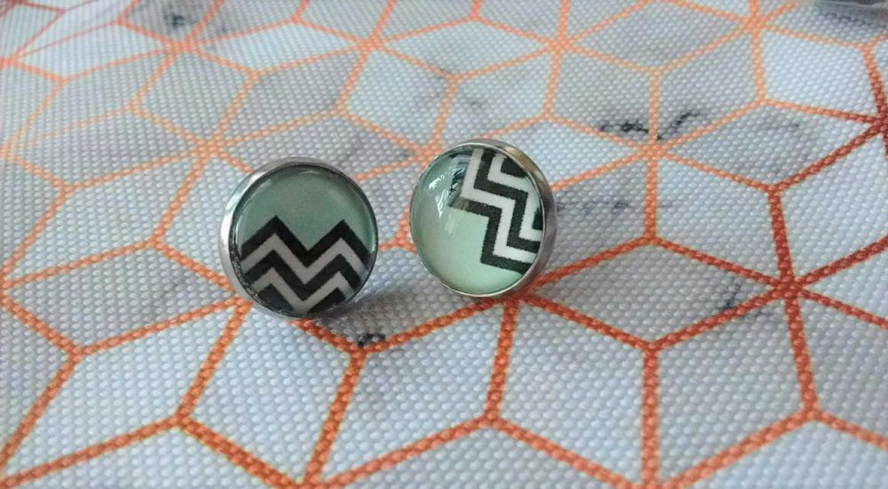 Kolczyki sztyfty handmade stal nierdzewna turkusowe miętowe