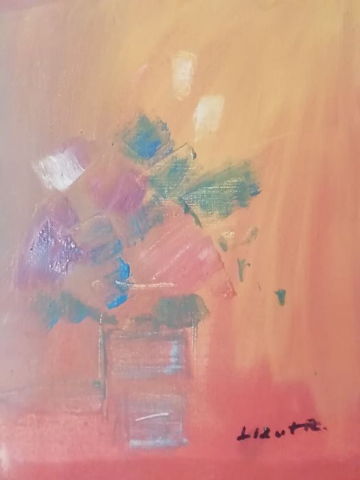 Obraz kwiaty płótno olej sygn. Lizut R. , ostatnie prace