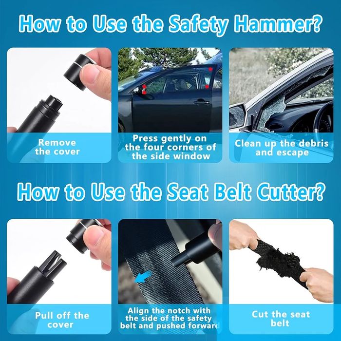 młotek bezpieczeńtwa awaryjny wybijak do szyb i przecinak do pasów 2w1