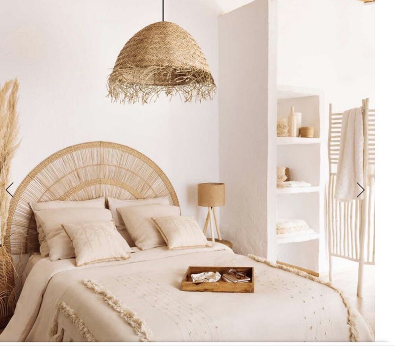 Candeeiro de teto em ráfia grande