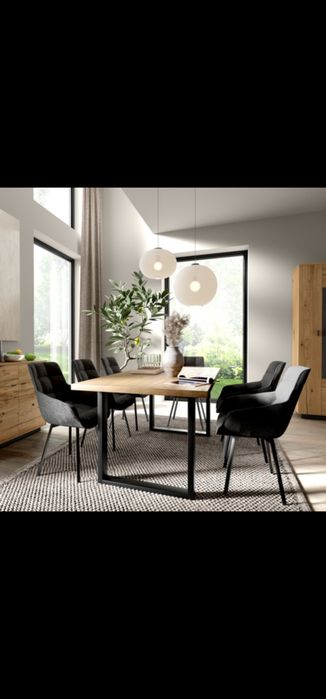 Solidny Stół Dębowy LOFT | Blat 4 cm | 220x95 cm | Nogi Stalowe