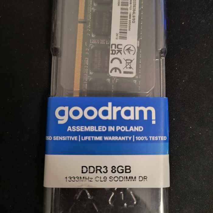 Pamięć RAM goodram DDR3 8GB SODIMM 1333Mhz