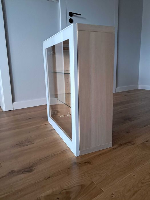 Szafka ścienna Ikea BESTÅ , dąb bielony/szkło bezbarwne, 60x22x64 cm