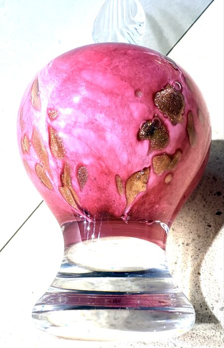 Lindissimo pesado frasco de perfume Murano com incrustações em ouro