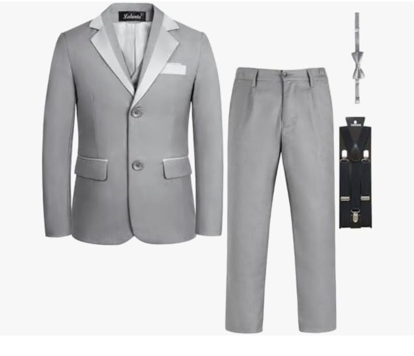 LOLANTA 5-częściowy smoking chłopięcy szary garnitur chłopięcy, garnit