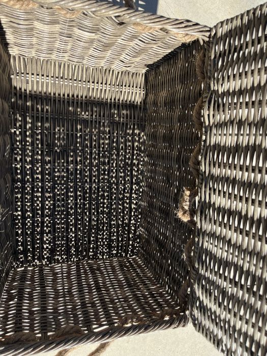 Cesto grande retangular em verga com tampa – 50cm – Novo