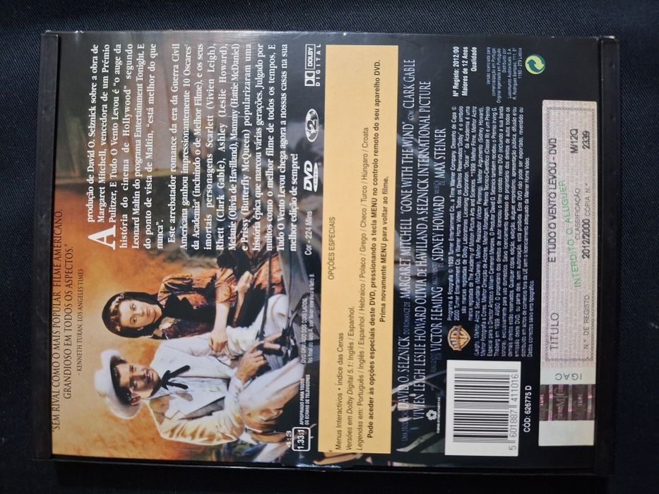 DVD E Tudo o Vento Levou.