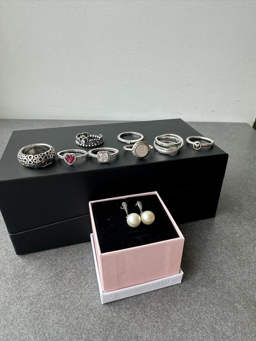 Pandora оригинал,Пандора,  кольцо Pandora,серебро, золото, серьги пандора