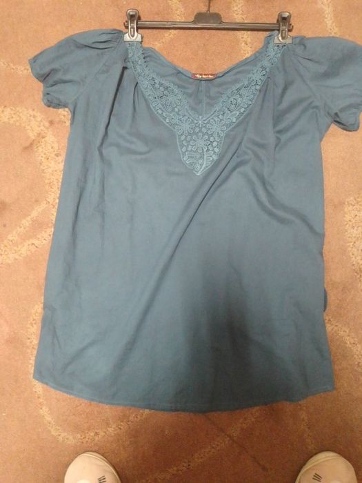 Túnica vestido em tecido verde turquesa