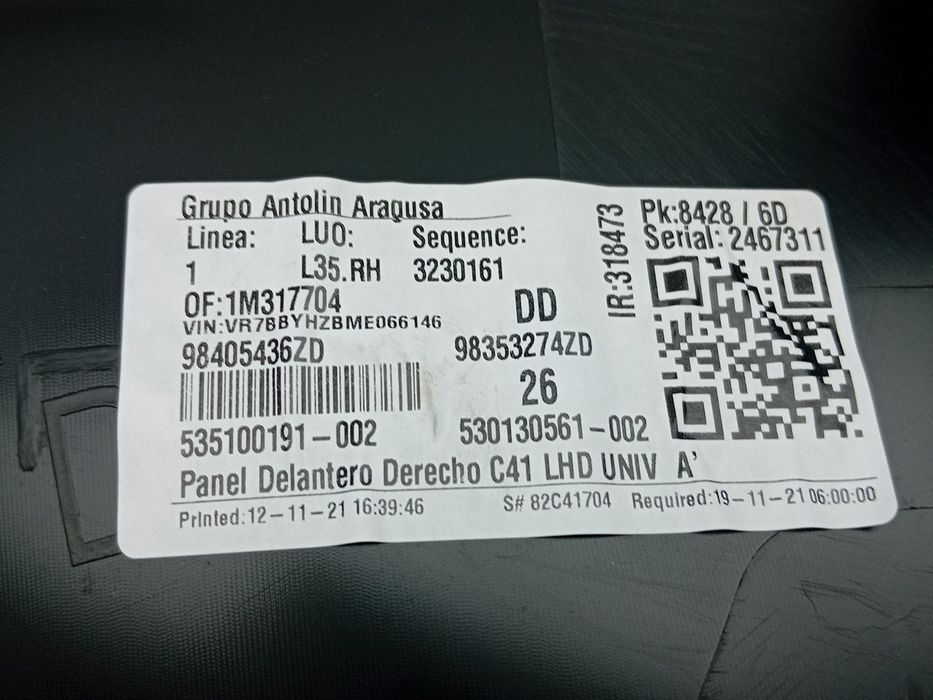 Forra porta / quartela frente direita CITROËN C4 III