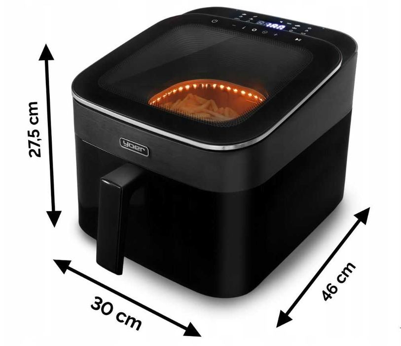 Frytkownica beztłuszczowa 6,5L Air Fryer 1700W Duże Okno + Przepisy