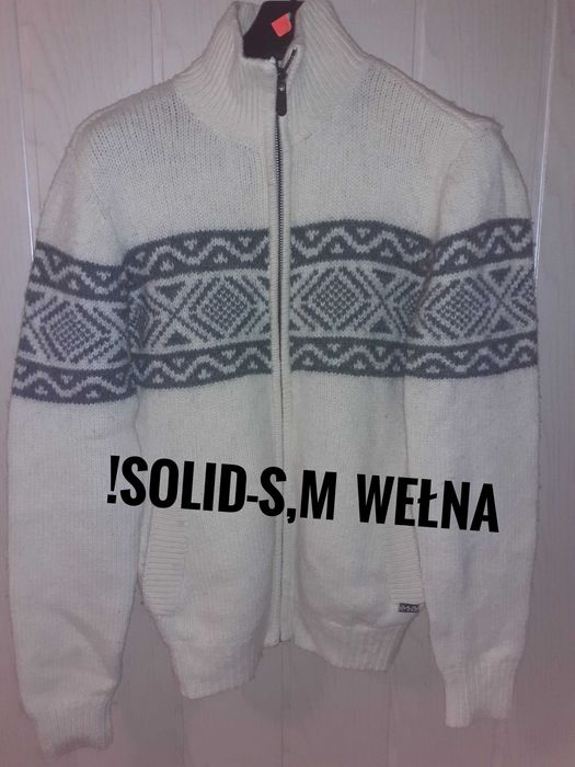Solid jeans sweter męski rozpinany golf kardigan wełniany-M,S