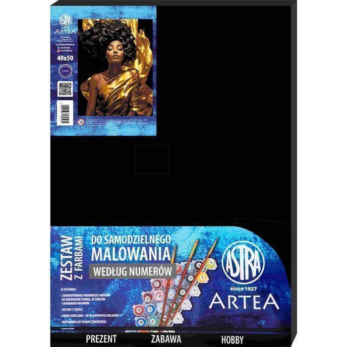 Malowanie po numerach na czarnym płótnie Artea Królowa w złocie Astra