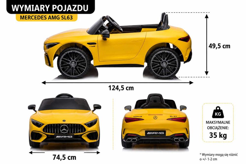 Auto na akumulator Mercedes AMG SL63 24VMiękkie koła EVA Dla Dziecka