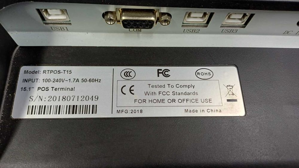 Сенсорний POS-монітор RTPOS-T15 15.1" USB COM для каси