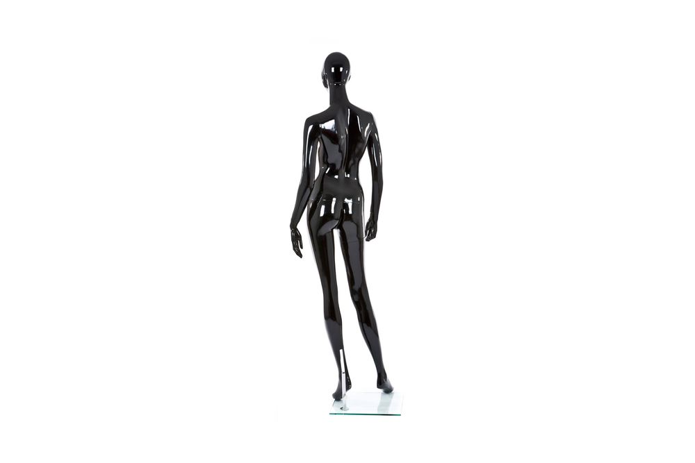 Mannequim feminino, braços ao lado - preto brilhante