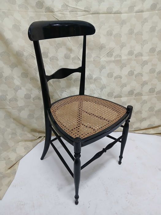 Cadeira Preta Palhinha - Campanino Chiavari - Fratelli Levaggi 1950