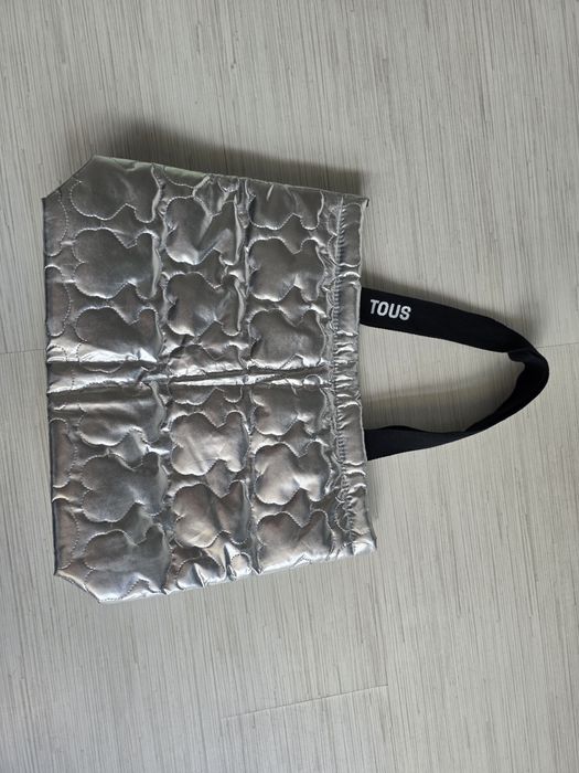 Torba TOUS plażowa shoperka srebrna NOWA