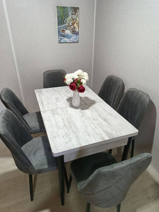 Стіл, стол обеденный кухонный раскладной 4/6 стульев. Аріс