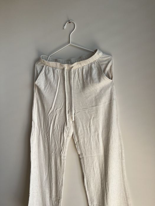 Spodnie wiskoza len Stradivarius beż bezowe