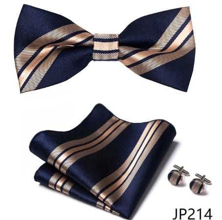 Mucha wzory poszetka spinki zestaw niebieska muszka