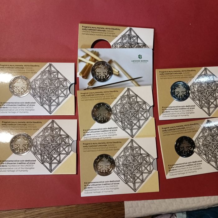 Moeda Coincard Lituânia 2024 , jardins de palha