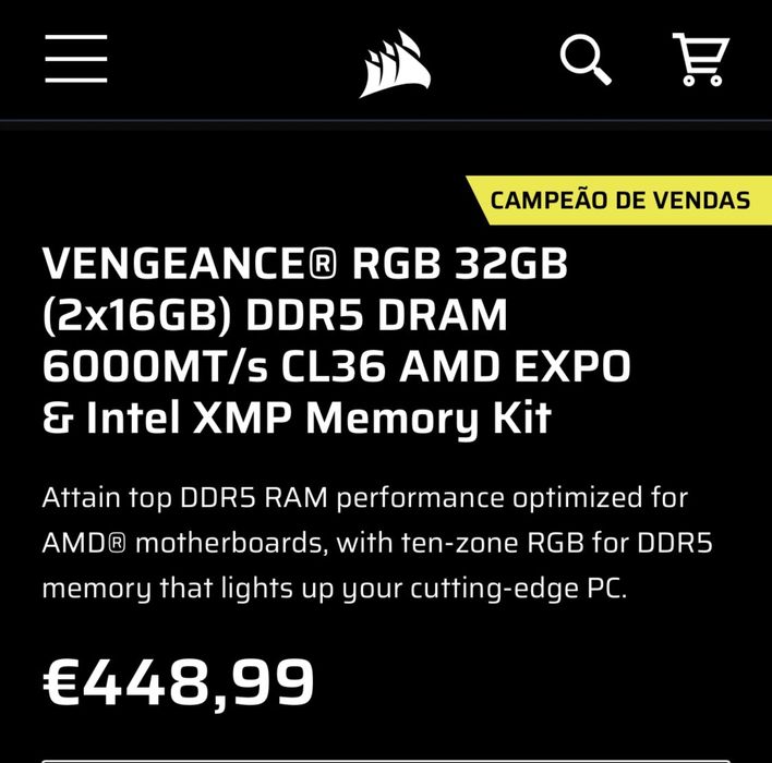 Corsair DDR5 32gb (2x16gb) 6000Mhz