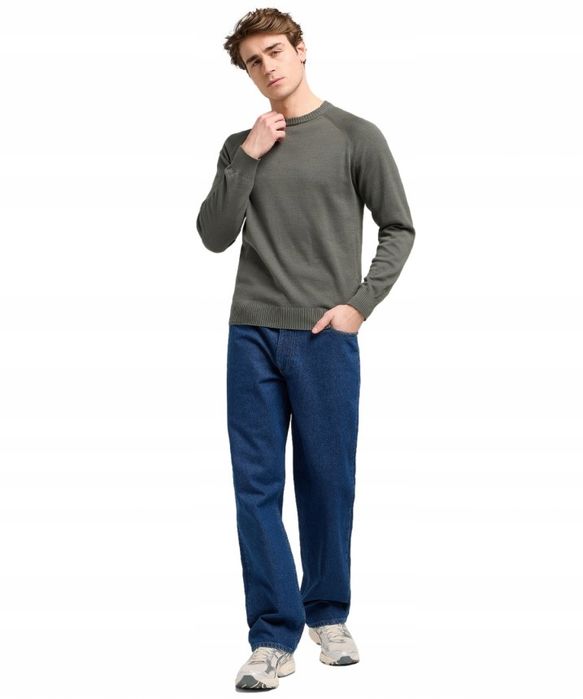 Sweter Męski Sweter CLEAN RAGLAN SWEATER Olive Gray M