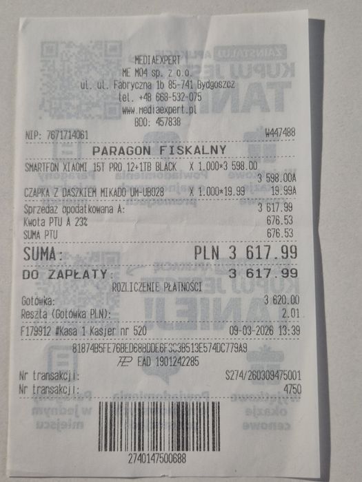 Smartfon Xiaomi 15T  Pro 1tb