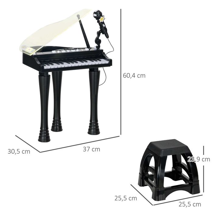 Piano Eletrónico para Crianças, Preto
