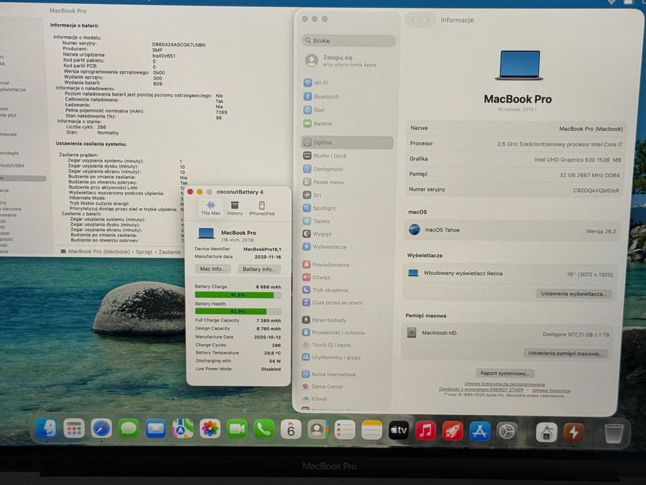 MacBook Pro 16 2019 TouchBar - i7 32GB/1TB 83% Baterii - Gwarancja -