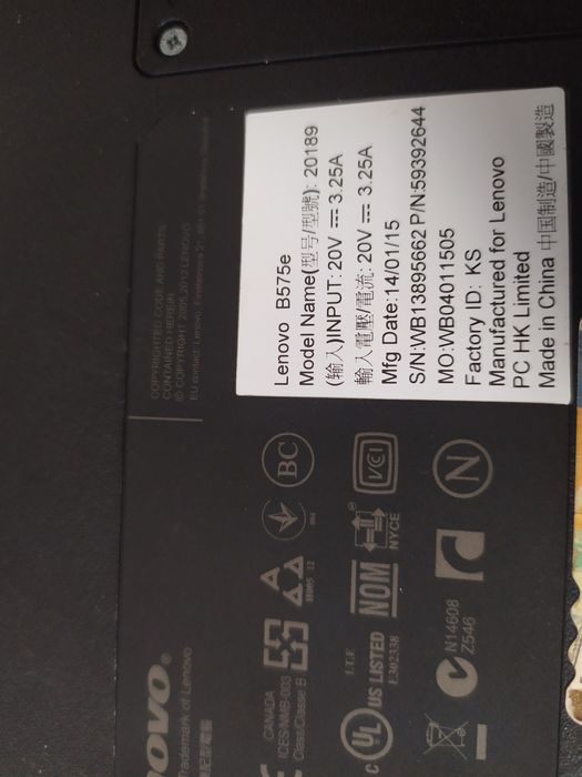 LAPTOP LENOVO B575E 4GB RAM 2X1,75GHZ 500GB HHD, Radeon HD 7340