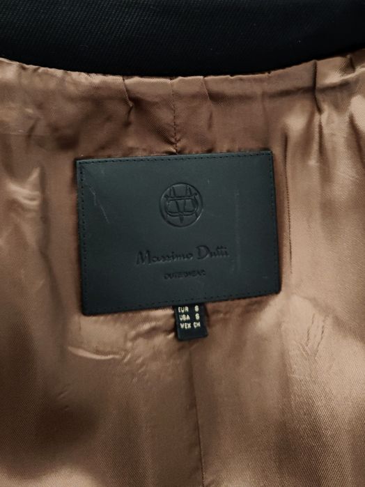 Trencz Massimo dutti 36 S czarny wiskozowy wełniany klasyczny pagony