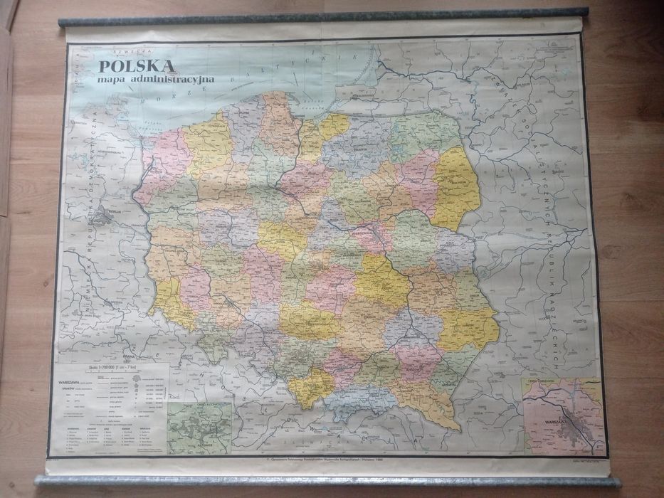 Mapa płócienna Polski Administracyjna 1985r