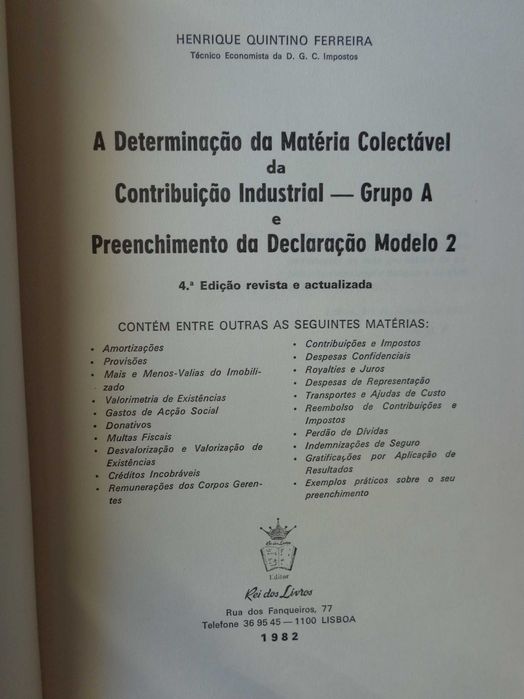 Livro - A determinação de matéria colectável