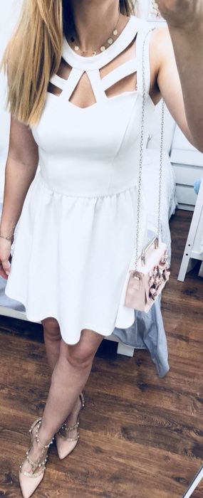 Sukienka ecru S River Island na studniówkę wyjątkowa