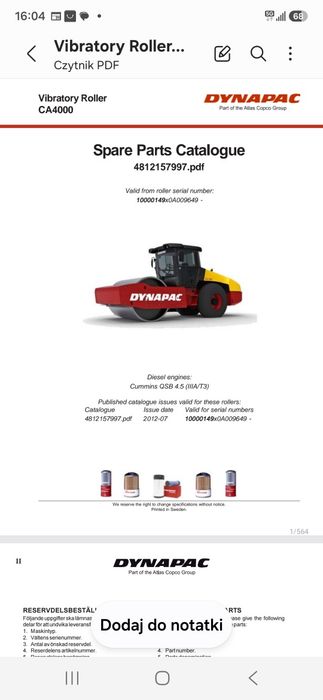 Dyferencjał Dynapac CA 4000