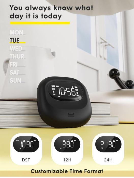 Budzik wibrujacy z podświetlanym wyświetlaczem cyfrowym