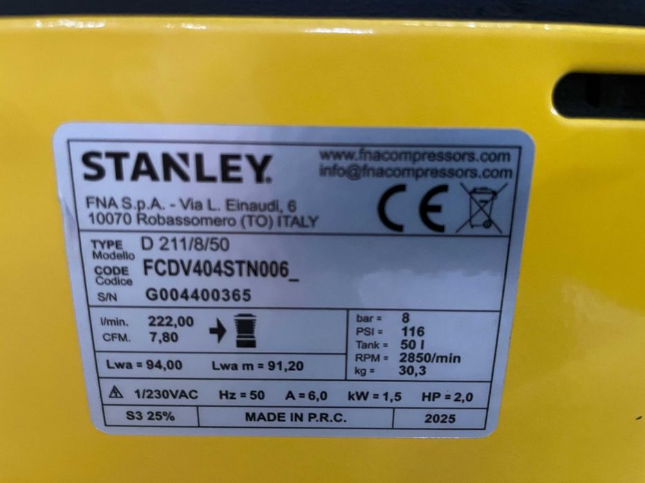 COMPRESSOR 50 LTS 2HP STANLEY