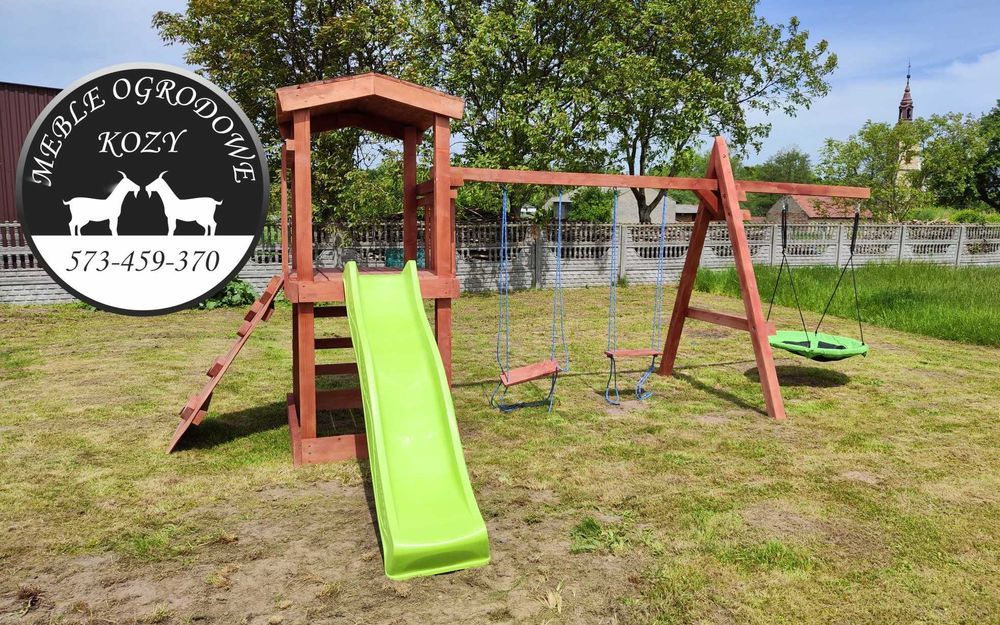 PROMKA! Drewniana huśtawka ogrodowa z grubych bali / Plac zabaw Stelaż