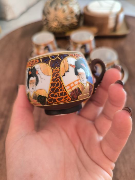 Conjunto de Café Japonês estilo Kutani