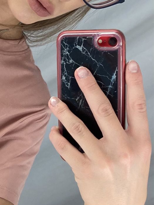 Case etui iPhone 7 8 SE 2020 marmurkowe marble z pływającym brokatem