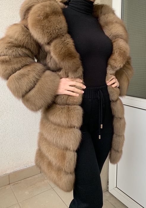 Шикарная шуба из куницы, 4:1, цвет соболь тортора