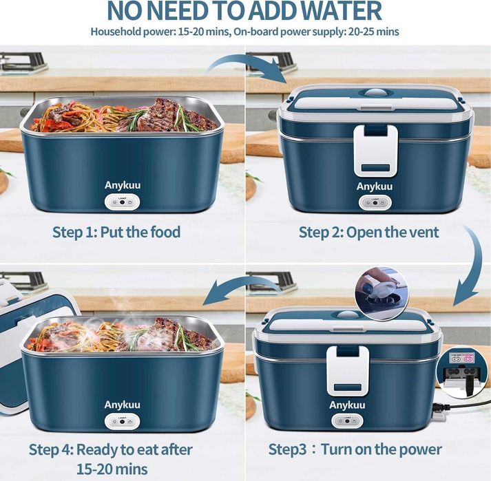 ELEKTRYCZNY LunchBOX 100W, 1,8L zestaw sztućce, pokrowiec