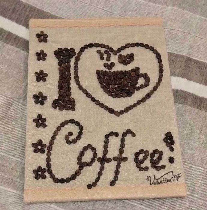 Картина з кавових зерен "I love coffee"