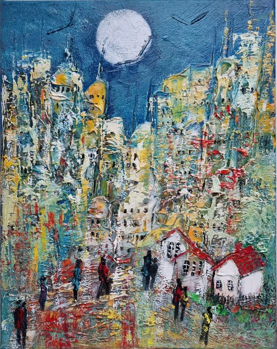 Obrazy olejne 30x24 gruba faktura farby RÓŻNE