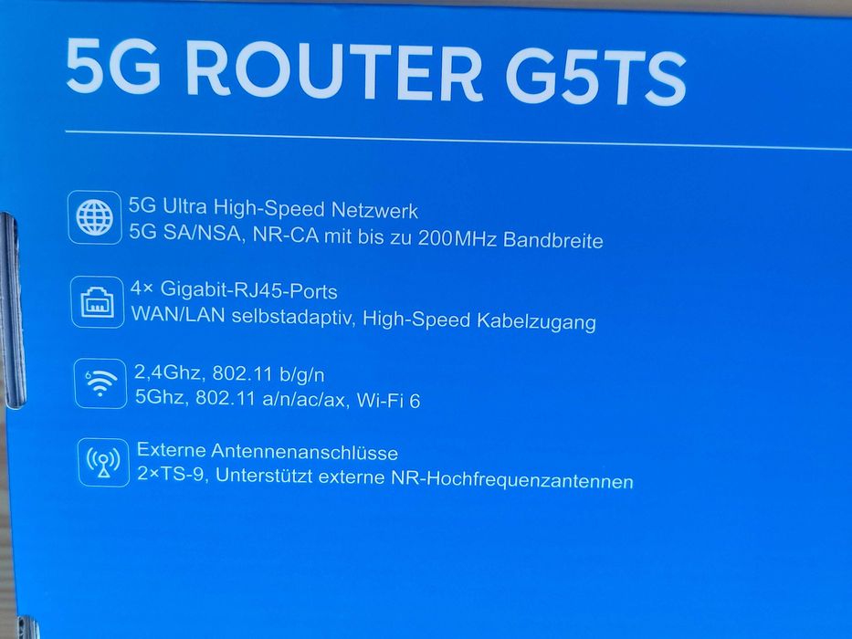 5G ZTE G5TS Router 4x RJ45 2x ts9 SIM Roteador