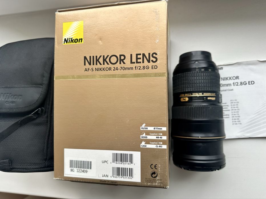 Об’єктив Nikon 24-70mm f/2.8G ED, повний заводський комплект