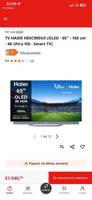TV HAIER oled 65” 4k – google tv – 120Hz