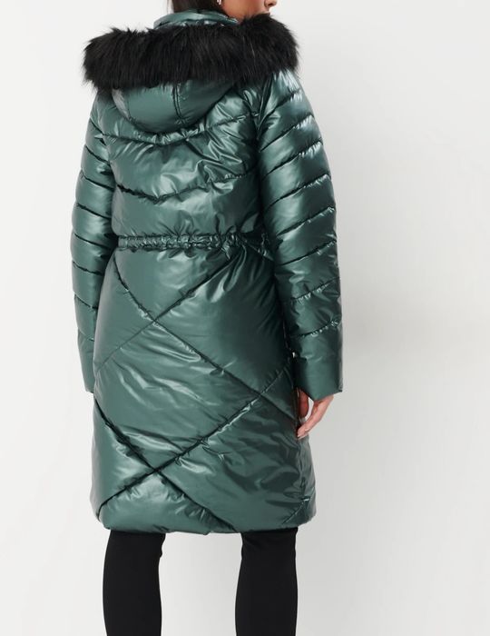 Błyszcząca zielona kurtka zimowa płaszczyk 34 XS Mohito